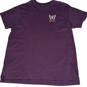 Katin Graphic Tee Mens XL Purple Mental Vacation Skull Butterfly Organic Cotton